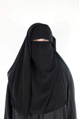 Niqab 2 layers with flap Black